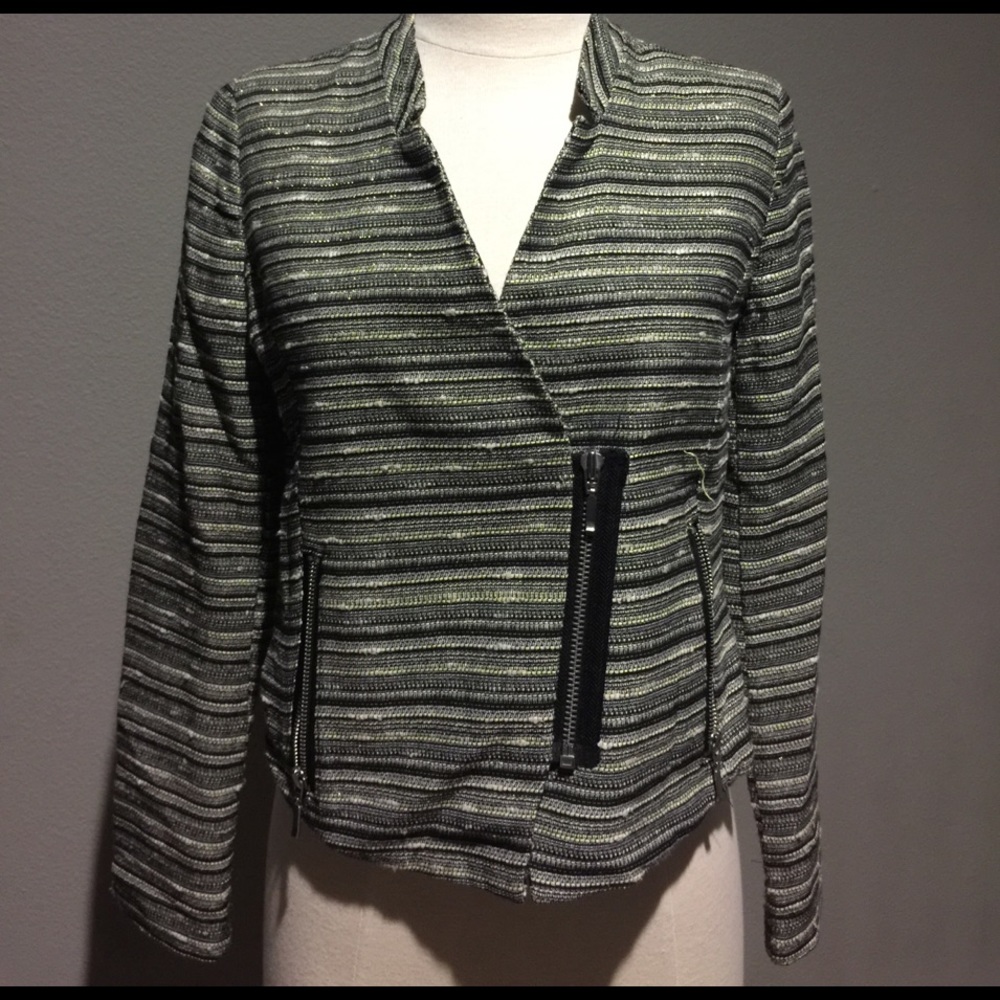 Black, silver, lime green and white blazer