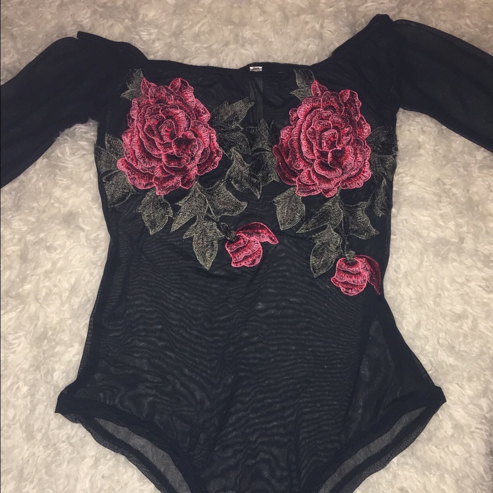 Rose Embroidered Bodysuit