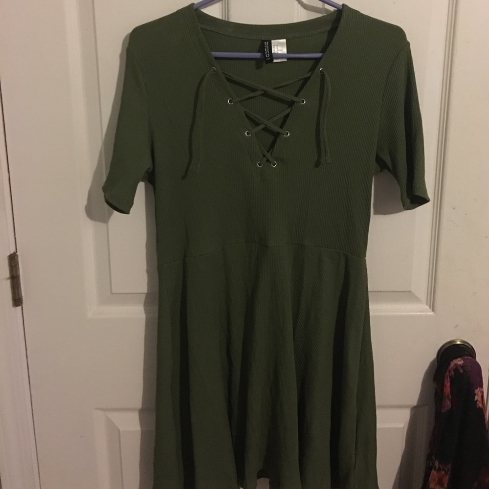 H&M lace up front mini dress