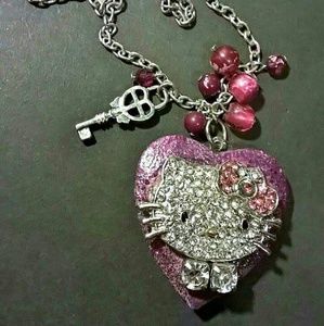 Hello kitty heart locket necklace