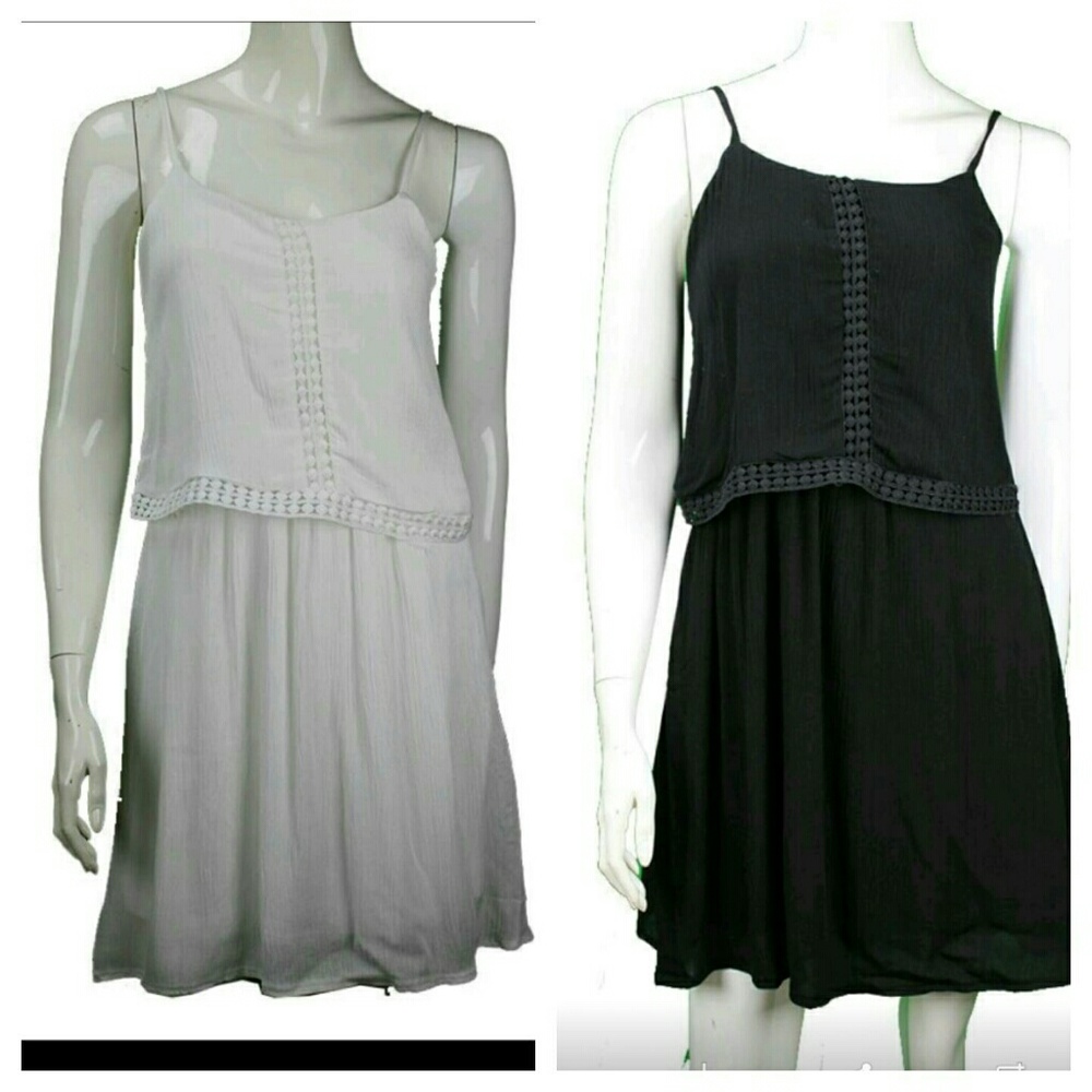 White or Black knit crochet insert summer dress
