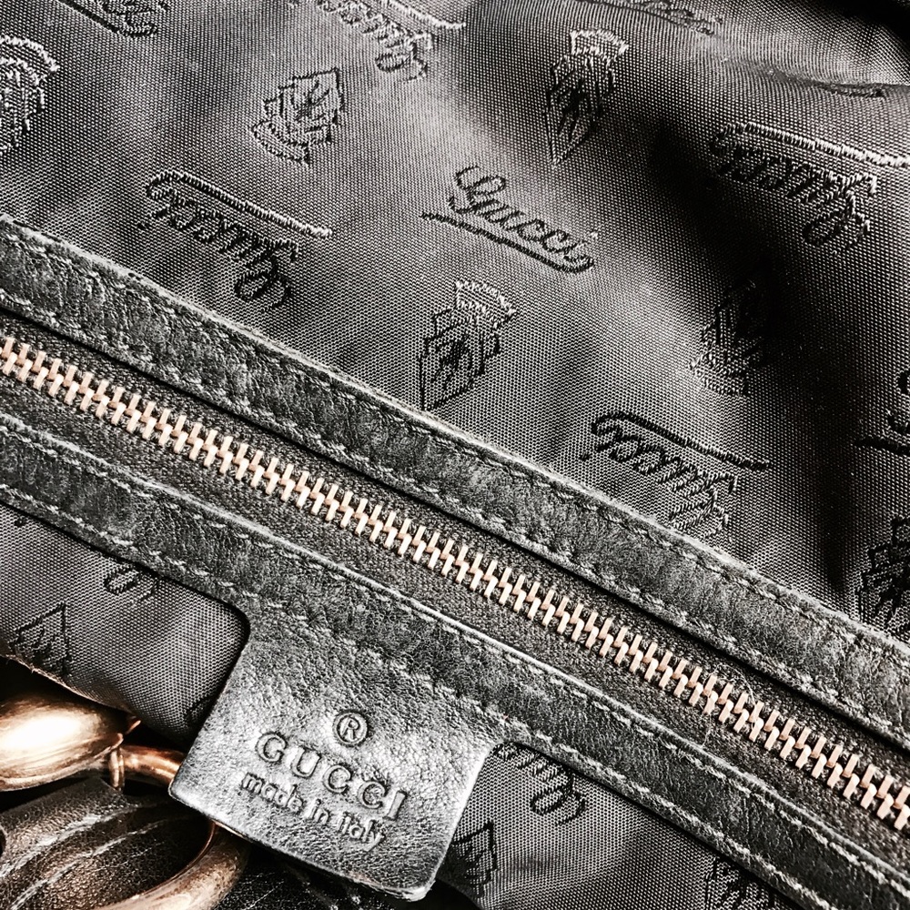 Gucci Hobo Black Lamb Leather Bag Vintage - Picture 6 of 8