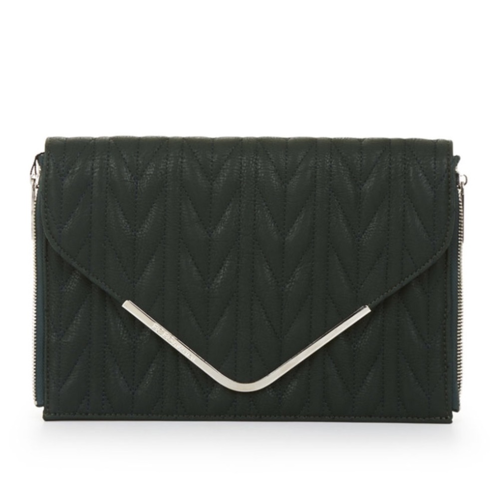 BCBGeneration Quilted Envelope Clutch Dark Green