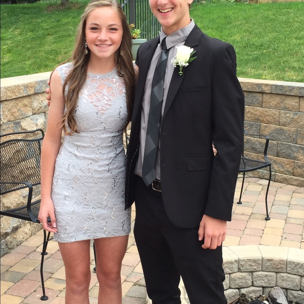 Light gray homecoming dress