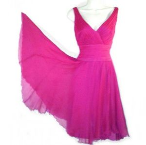 SALE Retired Tadashi Magenta Silk Marilyn Dress