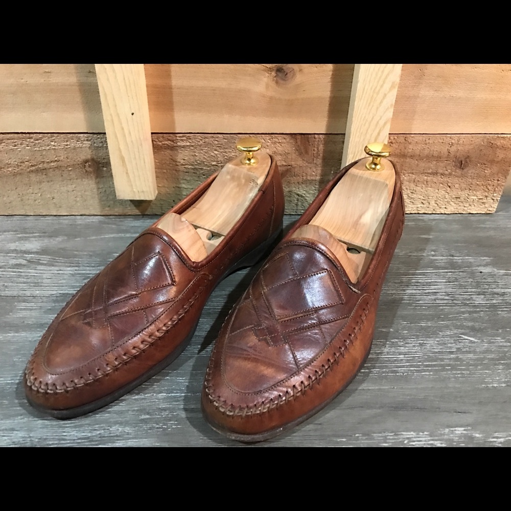 Santoni Woven Leather Slip On