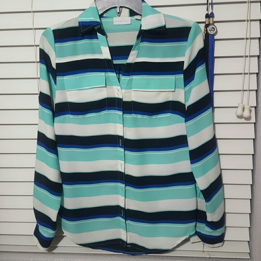 Stripe blues and white shirt