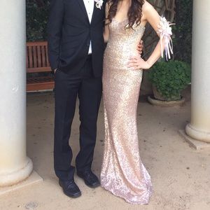 Taupe/pink prom dress