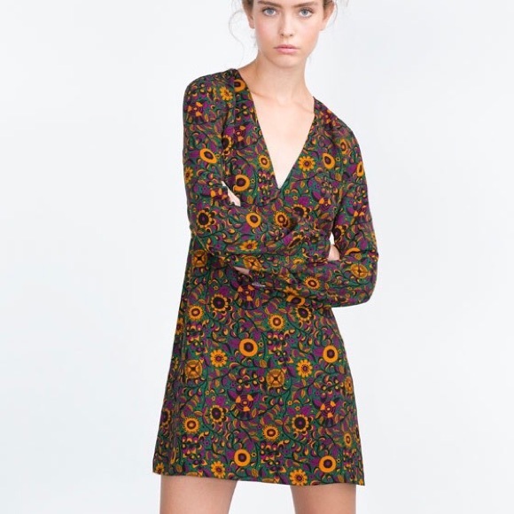 Zara Dresses & Skirts - ZARA Woman Funky Print Long Sleeve Mini Dress