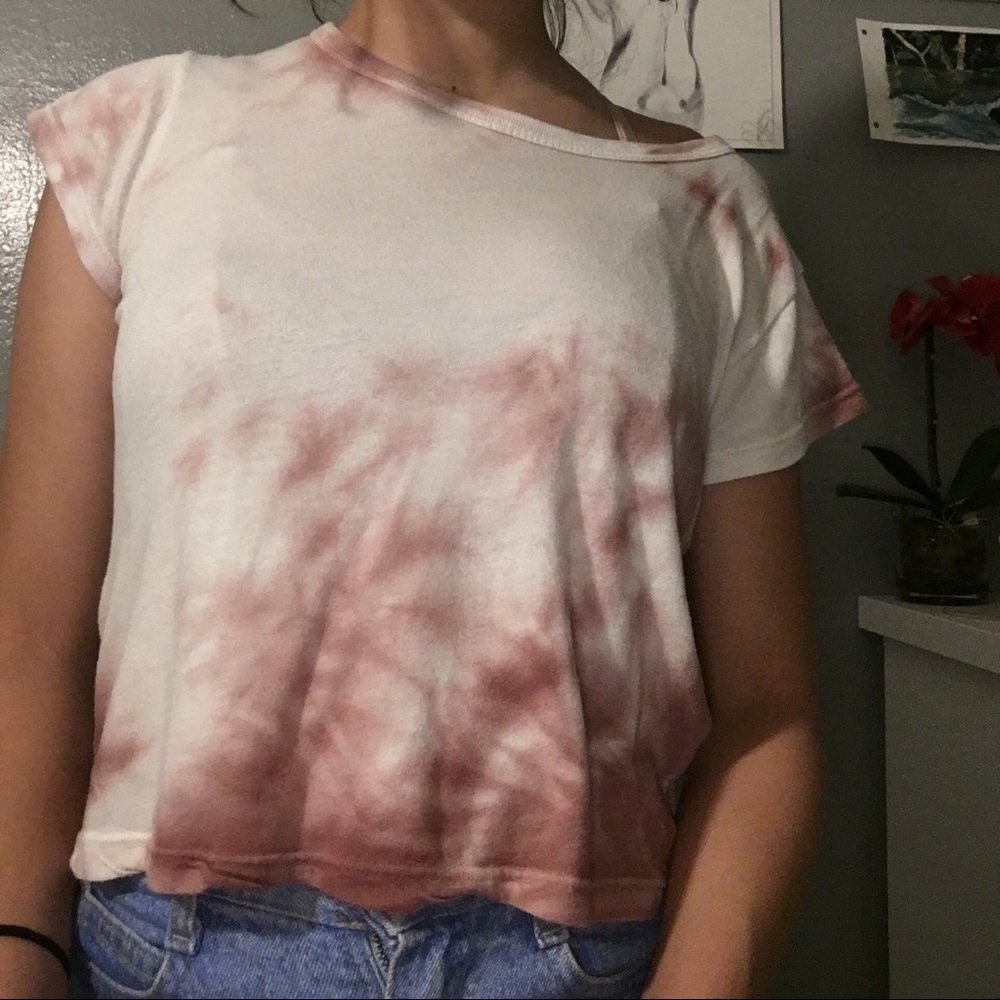 Pink Tie dye crop top tee - Picture 1 of 2