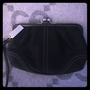 Coach Black Satin kiss-lock clutch