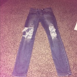 Distressed Denim Jeans Medium Wash
