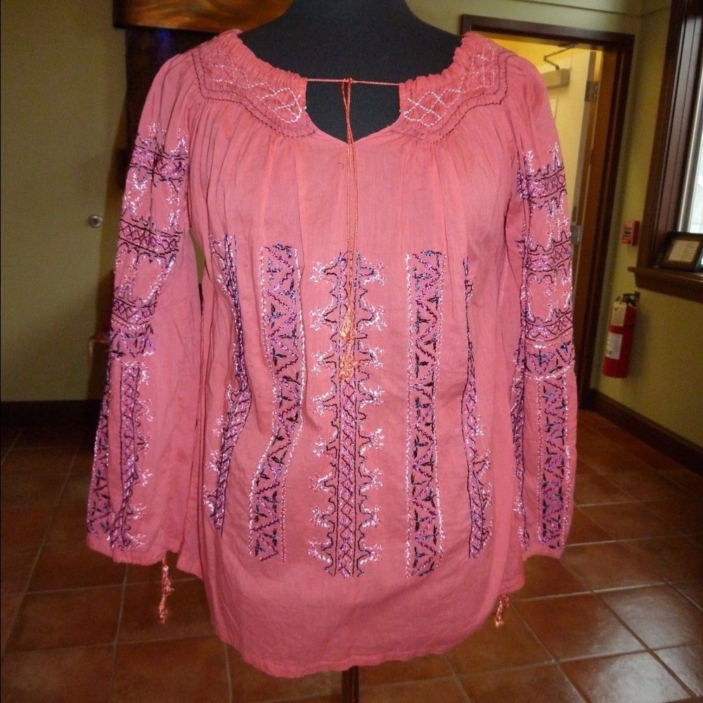 Pink embroidered shirt from India
