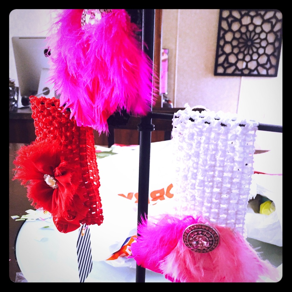 Handmade girls feathered headbands
