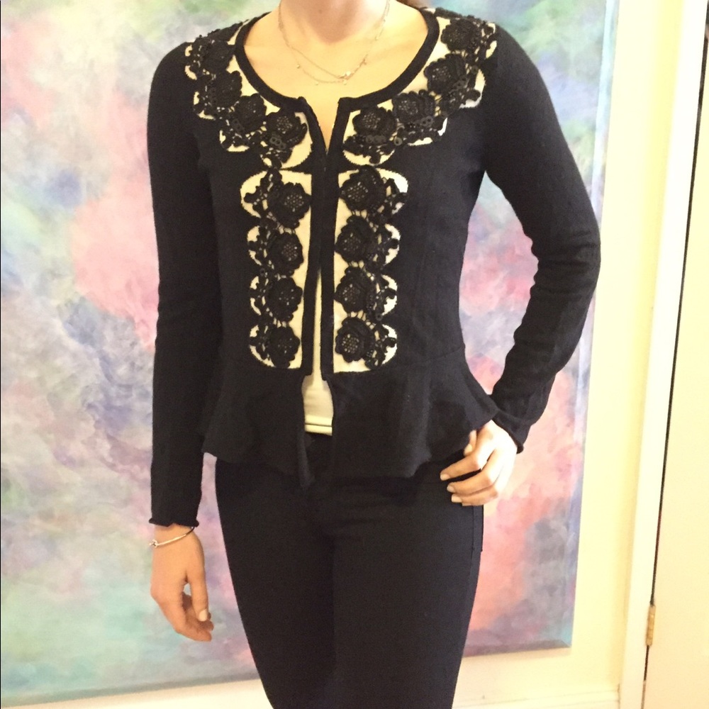Anthropologie guinevere peplum beaded cardigan