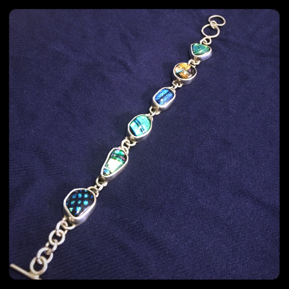 Sterling Silver and Dichroic Glass Bracelet