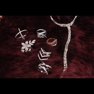 Silver Plated Micro CZ Fashion VShape Ring