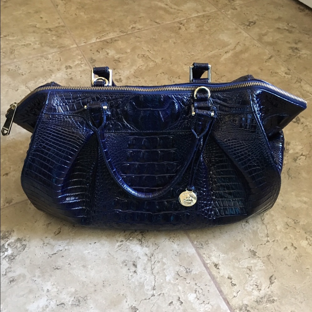 Navy Blue Brahmin Faye Melbourne Large Satchel