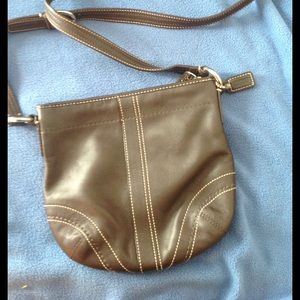 Cross body soft brown leather Coach bag