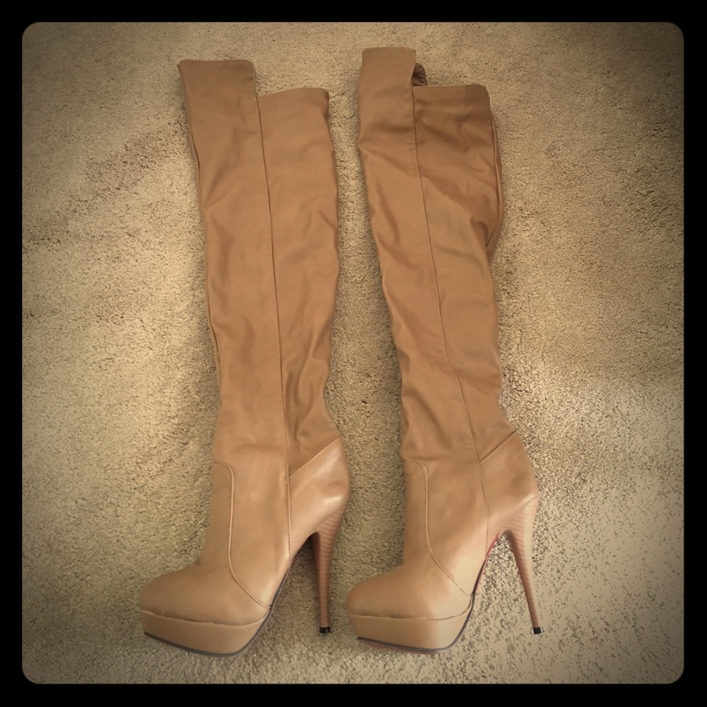 Tan over the knee boots!