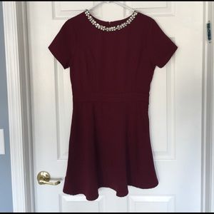 Maroon  dress with built in necklace