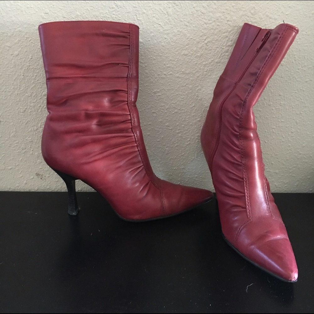 Red leather boots
