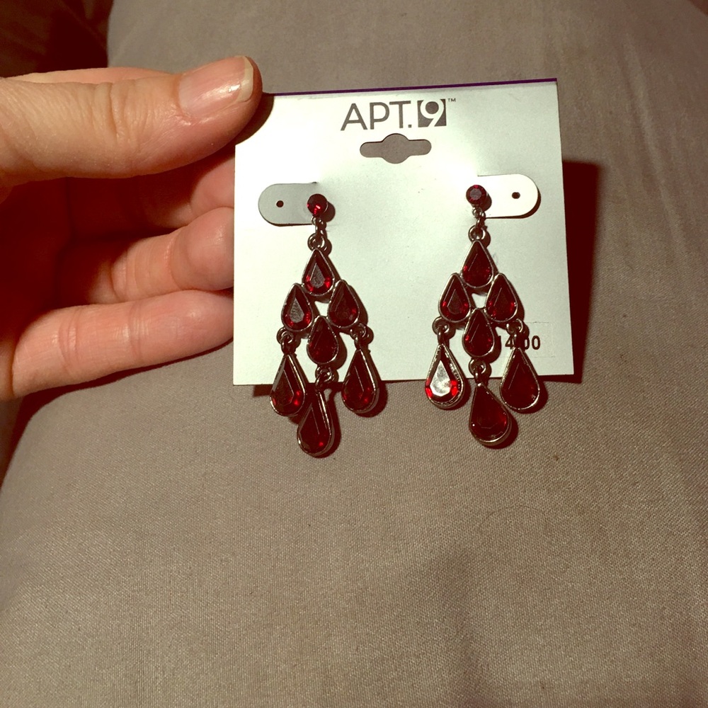 Ruby red dangle earrings