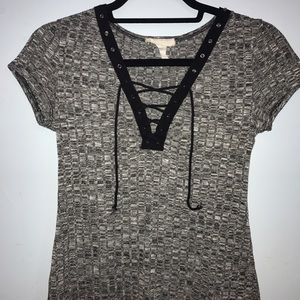 Grey lace up shirt