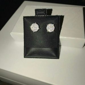 8MM Wide Paved Set Cubic Zarconia Stud Earrings