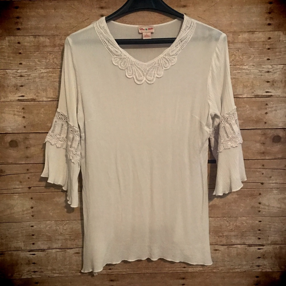 EUC Asymmetrical Bell Sleeve Embroidered Tunic