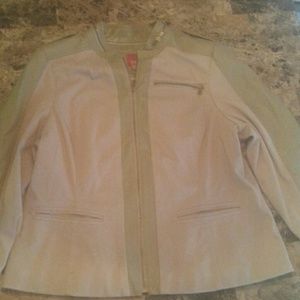 Faux Leather Moto Jacket G.I.L.I. Plus 20W Olive