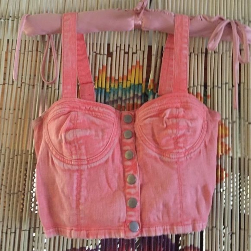 Pink Denim Crop top