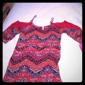 Boho style cold shoulder dress