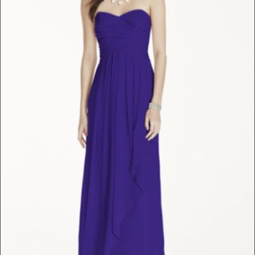 David's Bridal Strapless Crinkle Chiffon Dress