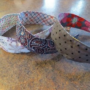 Headbands reversible handmade set of 3