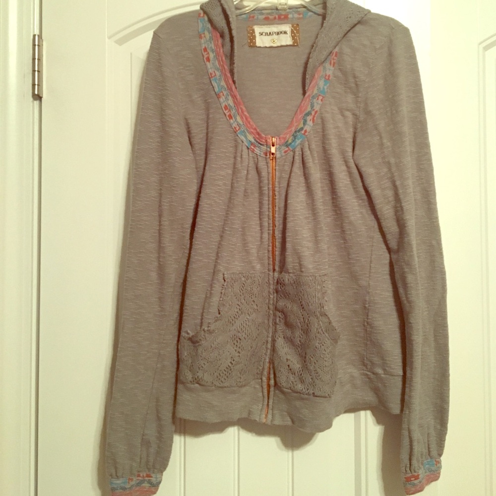 Lace trim boho hoodie