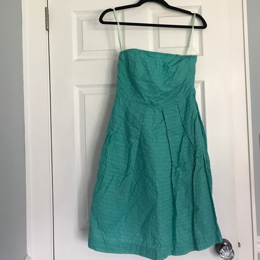 JCrew turquoise strapless dress