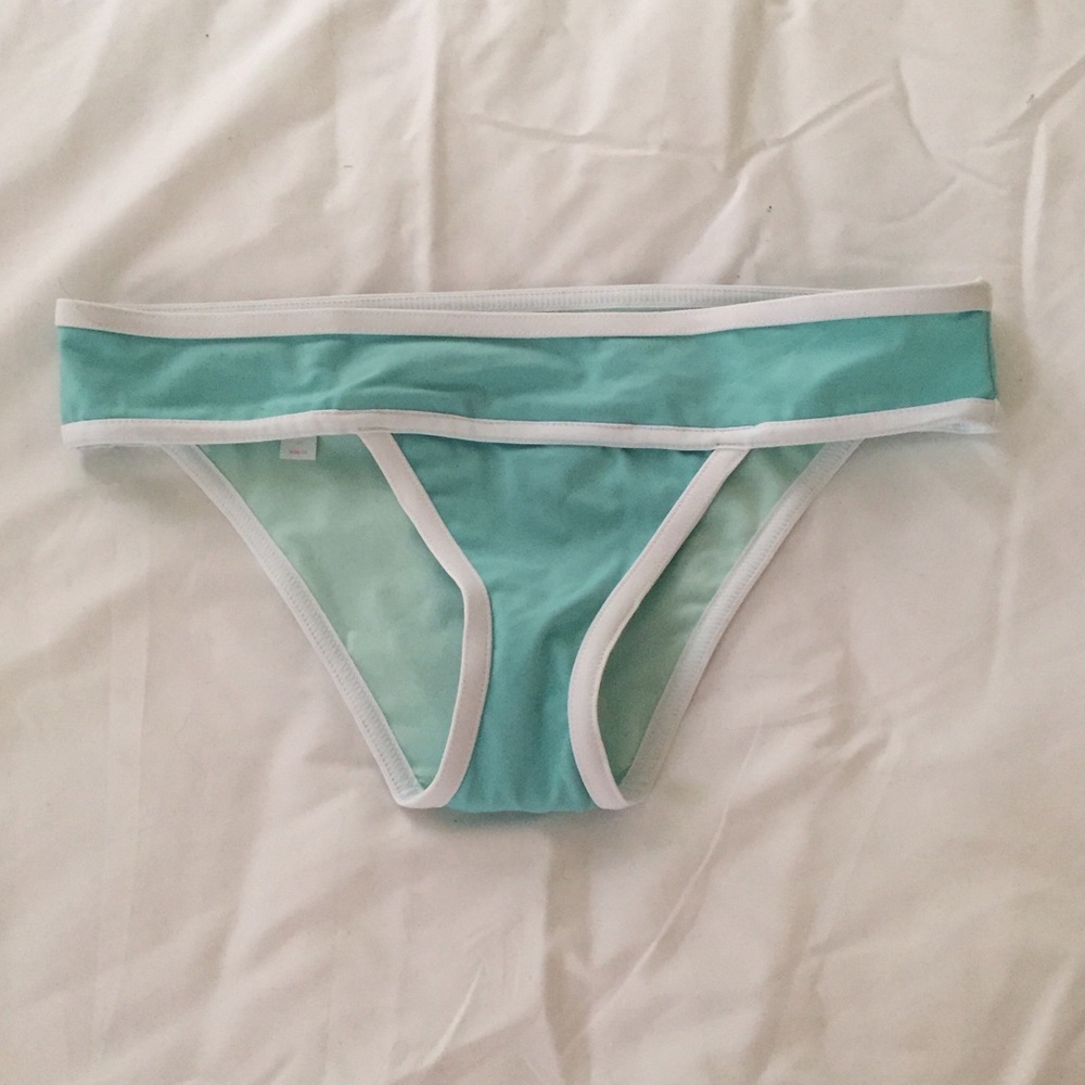 Victoria's Secret aqua white swimsuit bottoms xs