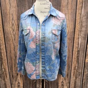 Xhilaration Tops - Xhilaration denim floral print button down Xhilaration Tops - Xhilaration denim floral print button down