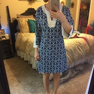 Navy and white anchor dress