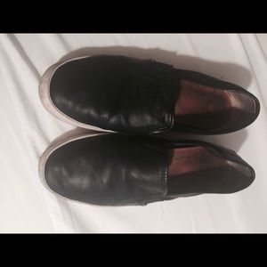 Distressed Leather Frye Slip on Sneakers.