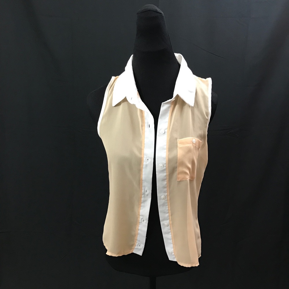 Grass collections peach sheer sleeveless blouse