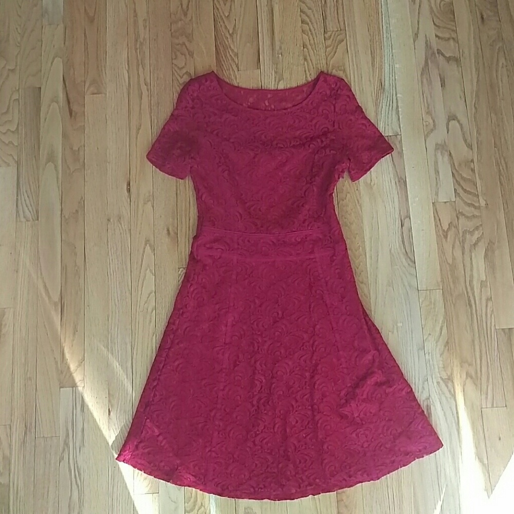 Red lace A-line dress