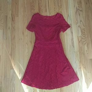 Red lace A-line dress