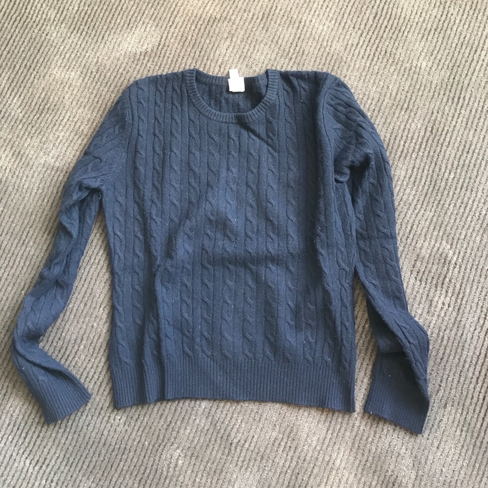 Aqua cashmere navy blue sweater