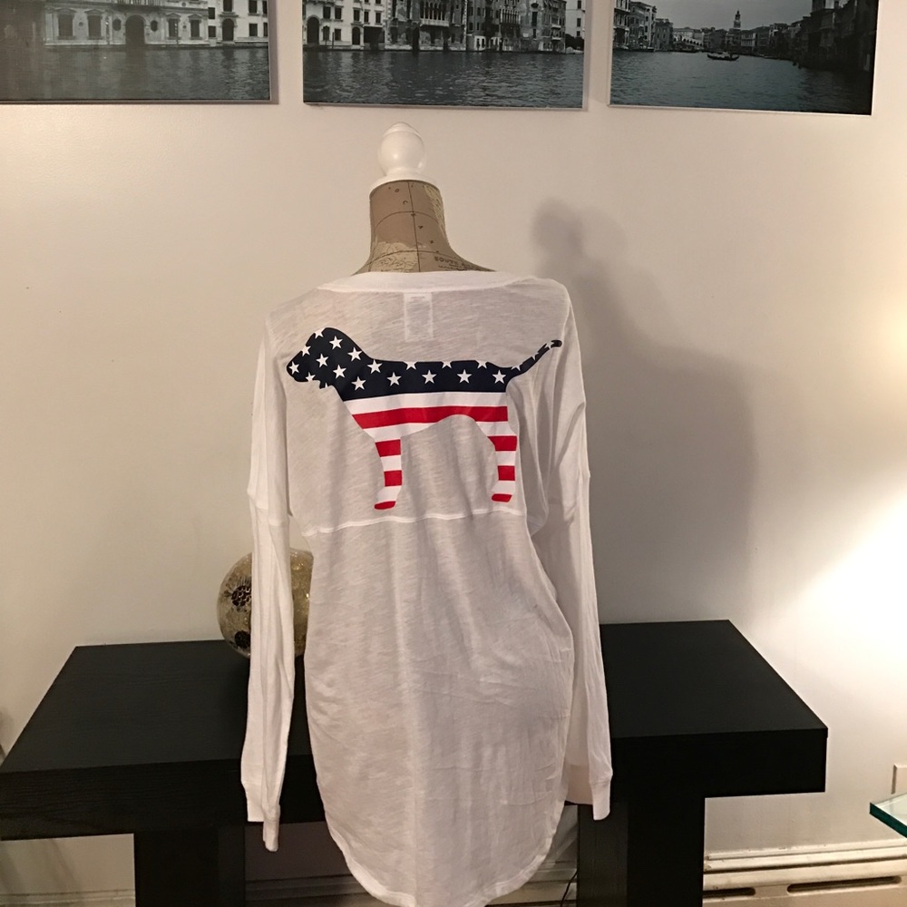 BNWT VS PINK LS AMERICANA CAMPUS TEE - Picture 2 of 4