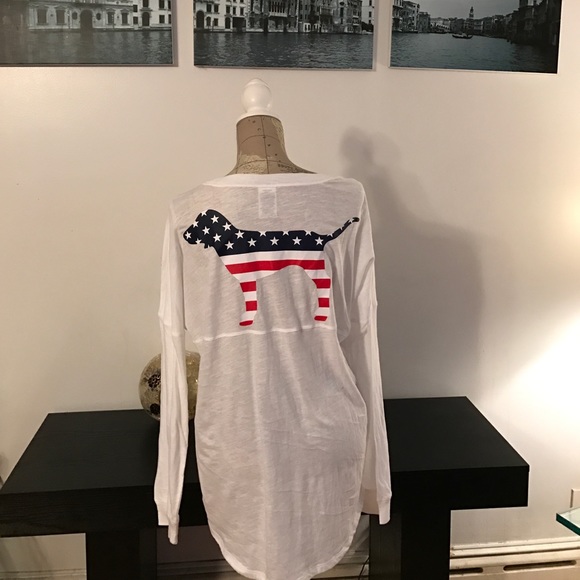 BNWT VS PINK LS AMERICANA CAMPUS TEE - Picture 2 of 4