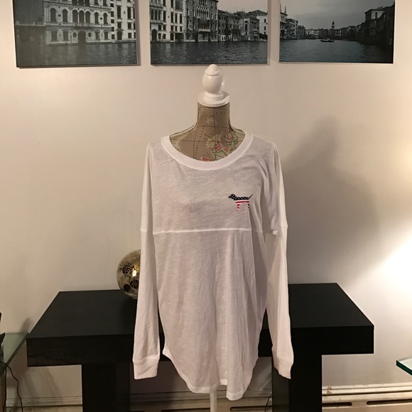 BNWT VS PINK LS AMERICANA CAMPUS TEE - Picture 3 of 4