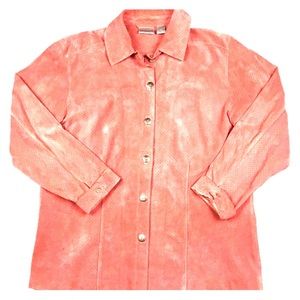 Chicos 100% Leather Jacket Buttoned Cuff Sleeve 2