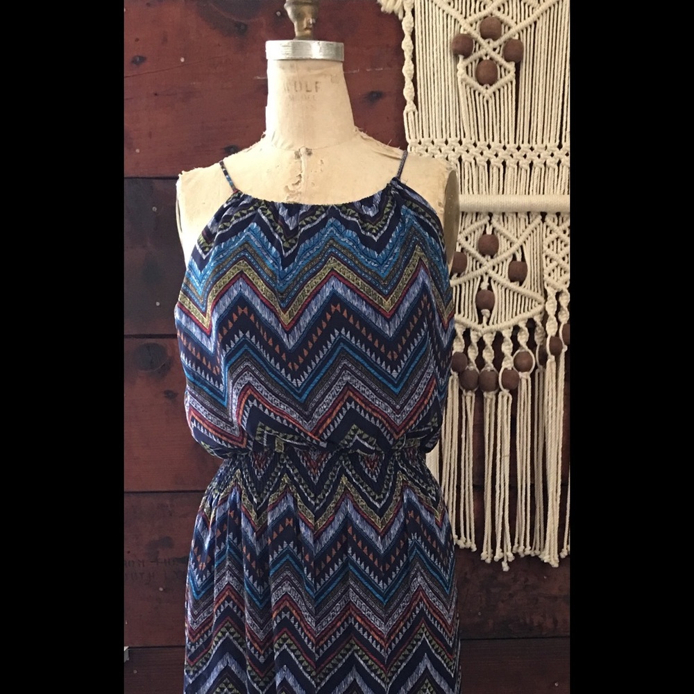 Chevron Pattern Halter Style Maxi Dress Size 12